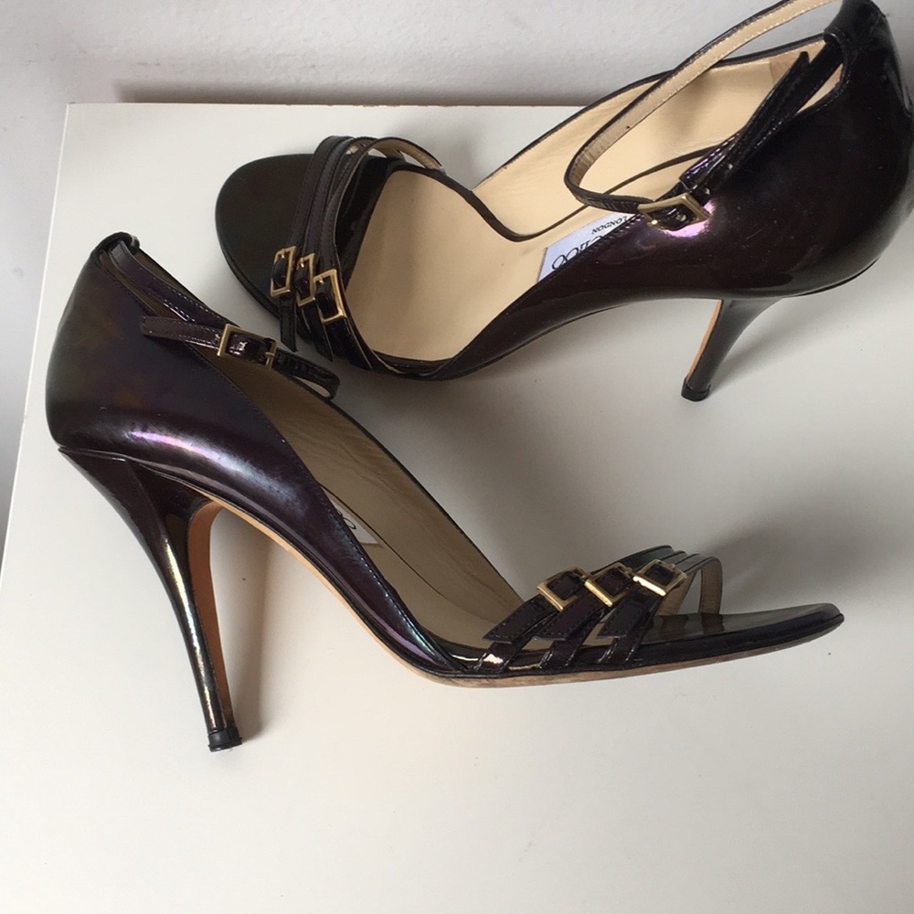 Jimmy Choo Purple / Black Metallic Heels Sandals size 39 - Picture 7 of 16